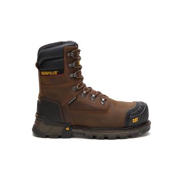 Caterpillar Excavator XL 8" Waterproof Thinsulate™ Composite Toe Férfi Munkabakancs Barna | CAT239-H