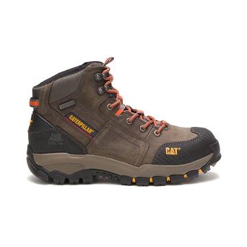 Caterpillar Navigator Mid Waterproof Steel Toe Férfi Munkavédelmi Bakancs Kávé | CAT041-HU