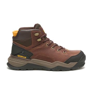 Caterpillar Provoke Mid Waterproof Alloy Toe Férfi Munkavédelmi Bakancs Kávé | CAT074-HU