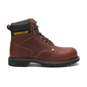 Caterpillar Second Shift Steel Toe Férfi Munkavédelmi Bakancs Bordó | CAT064-HU